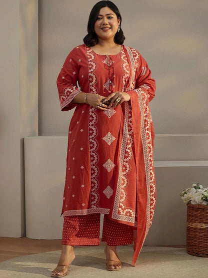 Women Ethnic Motifs Printed Regular Kurta with Trousers & With Dupatta