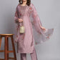 Women Lavender Silk Blend Kurta Pant Dupatta Set