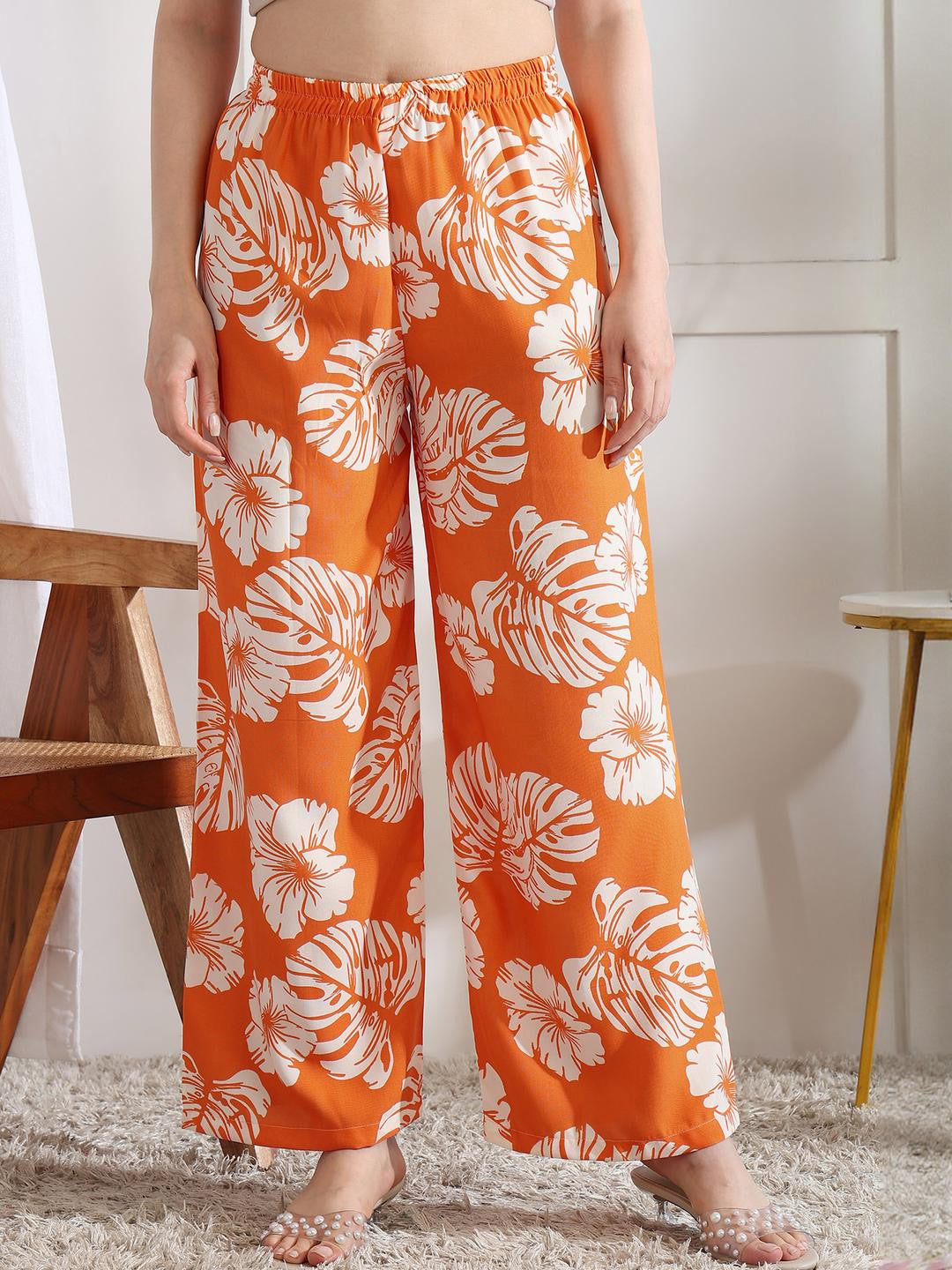 Women Orange Viscose Rayon Kurta Sets