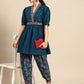 Women Floral Embroidered Thread Work Kurti with Harem Pants