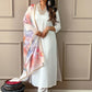 V-Neck Straight Kurta with Trousers & Dupatta