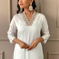 V-Neck Straight Kurta with Trousers & Dupatta