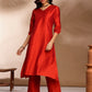 V Neck Three Quarter Sleeves A Line Kurta With Palazzos