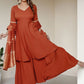 Women Printed Regular Pure Silk A-Line Kurta with Trousers & With Dupatta
