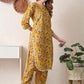 Floral Printed V-Neck Pure Cotton Straight Kurta With Salwar