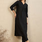 V Neck Pleated Straight Kurta With Trousers