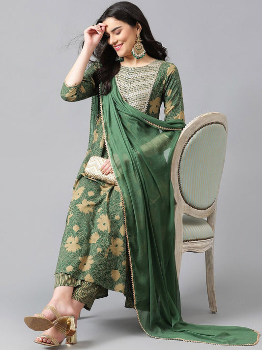 Women Ethnic Motifs Embroidered Regular Gotta Patti Kurta with Palazzos & With Dupatta