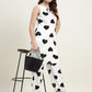 White & Black Heart Printed Sleeveless Pure Cotton Kurta & Pant Set