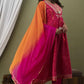 Women Pink Viscose Rayon Kurta Palazzo Dupatta Set