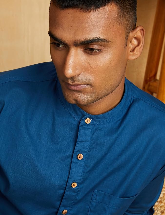 Men's 100% Cotton Solid Short Length Casual Kurta