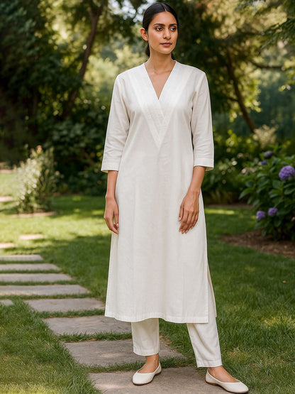 Women Regular Pure Cotton Kurta with Trousers - Amy's Cart