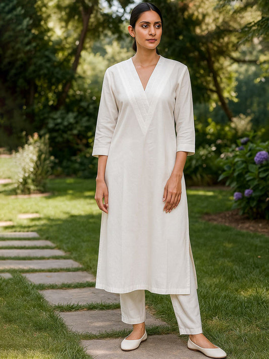 Women Regular Pure Cotton Kurta with Trousers - Amy's Cart