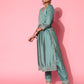 Women Blue Ethnic Motifs Embroidered Sequinned Kurta With Trousers & Dupatta