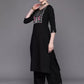 Women Black Pure Cotton Kurta Palazzo Dupatta Set