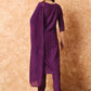 Women Purple Viscose Rayon Kurta Pant Dupatta Set