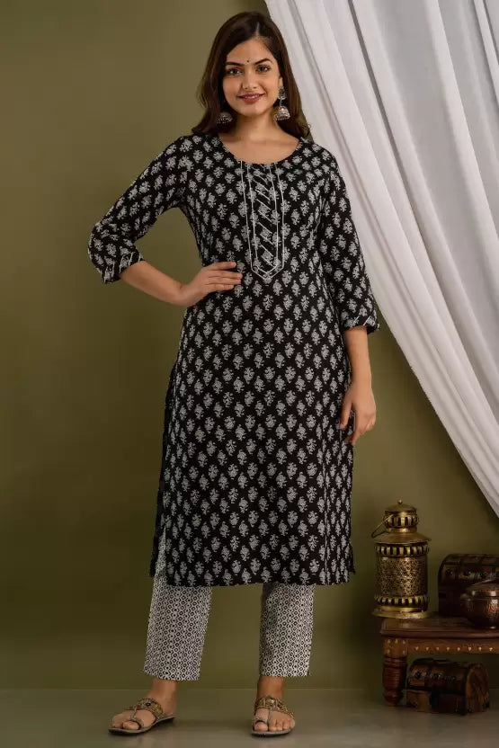 Women Pure Cotton Kurta Pant Dupatta Set