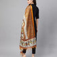 Women Black & Mustard Yellow Solid Kurta with Trousers & Bhagalpuri Print Dupatta