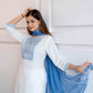 White Ethnic Motifs Embroidered Regular Thread Work Kurta with Salwar & With Dupatta