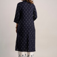 Women Navy Blue Printed Kurta with Trousers