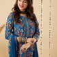 Women Blue Floral Cotton Blend Kurta Pant Dupatta Set