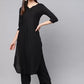 Women Black Viscose Rayon Kurta Palazzo Set