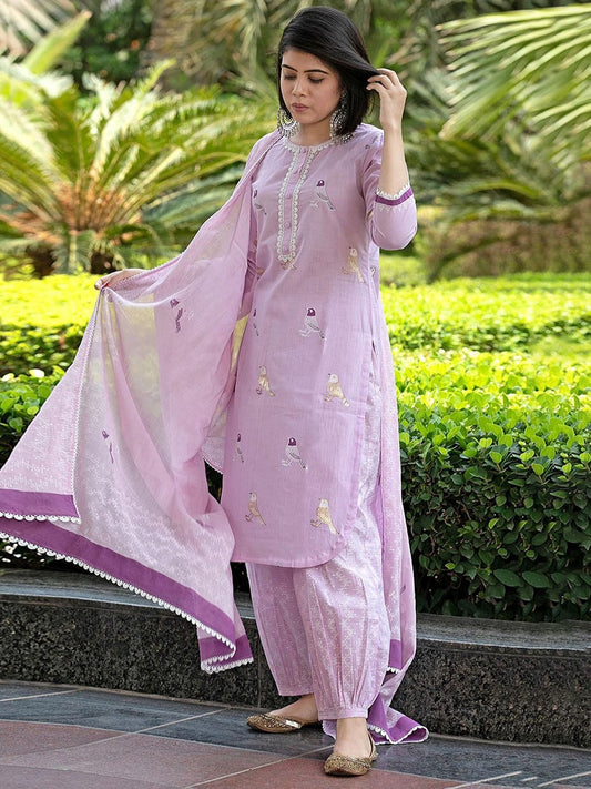 Women Floral Printed Regular Kurta with Salwar & With Dupatta