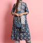 Women Blue Floral Rayon Kurta Pant Dupatta Set