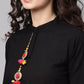 Women Black & Mustard Yellow Solid Kurta with Trousers & Bhagalpuri Print Dupatta