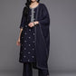 Women Blue Silk Blend Kurta Trouser Dupatta Set Special price