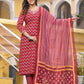 Women Maroon Pure Cotton Kurta Pant Dupatta Set