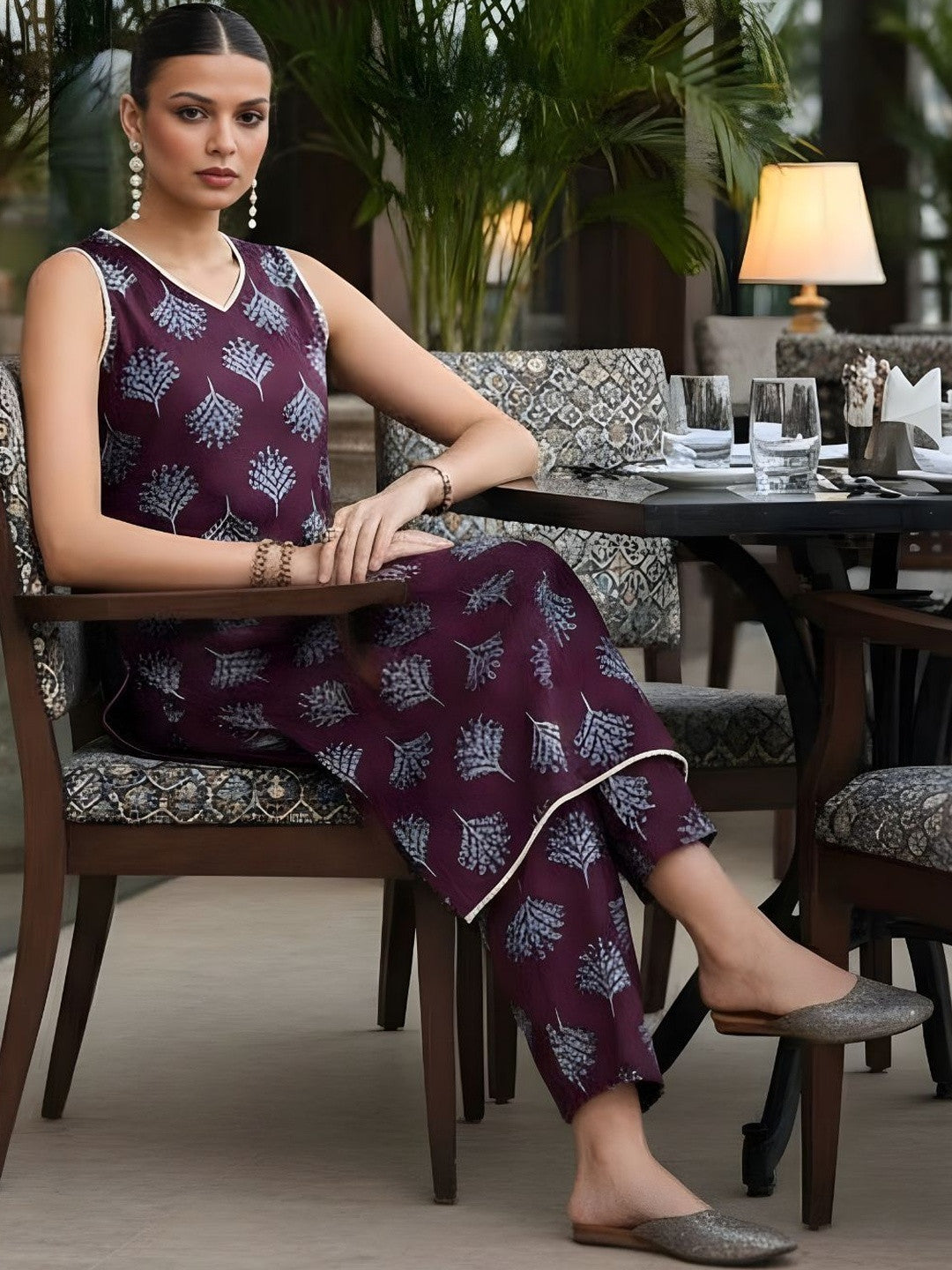Women Ethnic Motifs Printed Regular Pure Cotton Kurta with Trousers