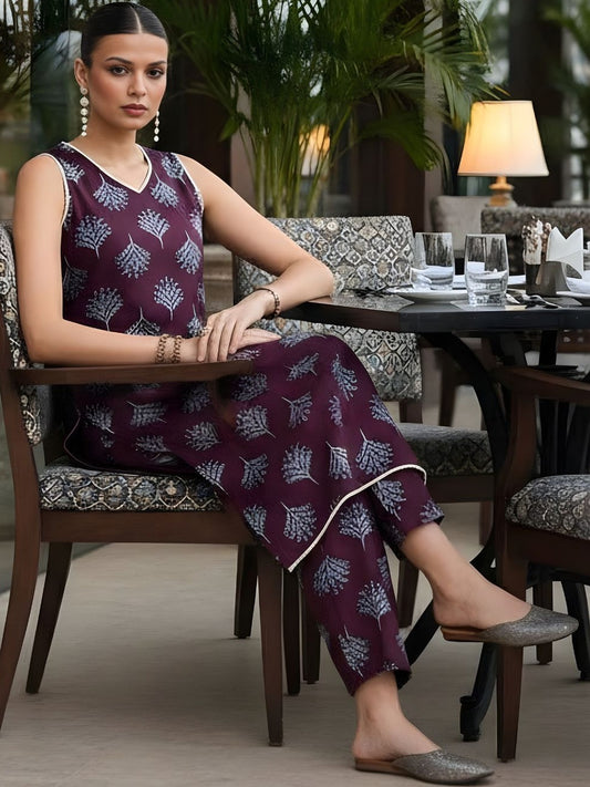 Women Ethnic Motifs Printed Regular Pure Cotton Kurta with Trousers