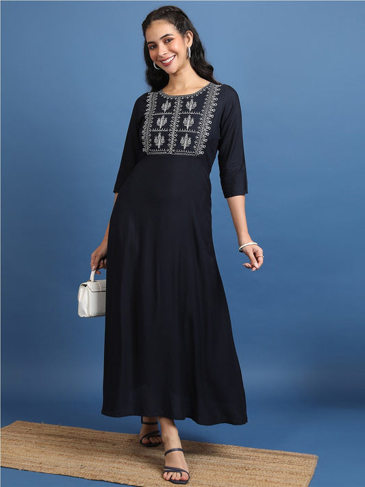 Ethnic Motifs Embroidered A-Line Ethnic Dress