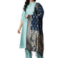 Women's Cotton Silk Blend Straight Kurta with Trouser Pant & Banarasi Silk Dupatta