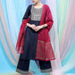 Navy Blue Ethnic Motifs Yoke Design Straight Kurta With Palazzos & Dupatta
