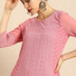 Women Peach Embroidered Kurta Set