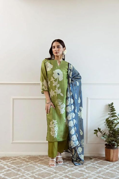 Women's Cotton Kurta Pant Dupatta Set