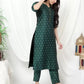 Women Green Silk Blend Kurta Pant Dupatta Set