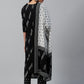 Women Black & White Pure Cotton Printed Kurta with Trousers & Dupatta