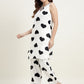 White & Black Heart Printed Sleeveless Pure Cotton Kurta & Pant Set