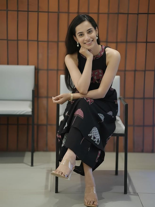 Elephant Print Sleeveless Kurta Palazzo set
