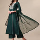 Women Green Silk Blend Kurta Palazzo Dupatta Set