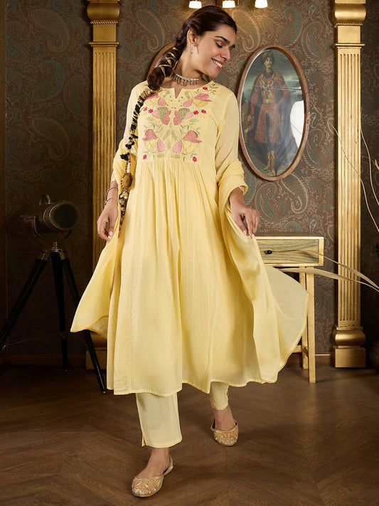 Women Pure Cotton Kurta Pant Dupatta Set