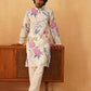 Floral Printed Pure Cotton Mandarin Collar Kurta With Trousers