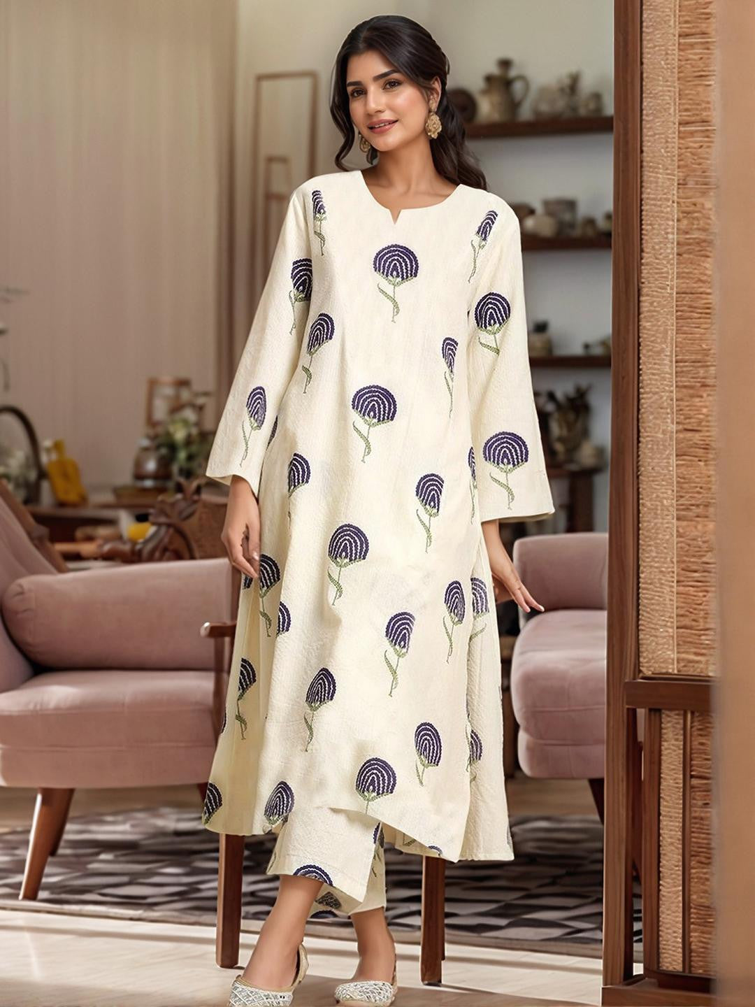 Women Viscose Rayon Kurta & Trousers