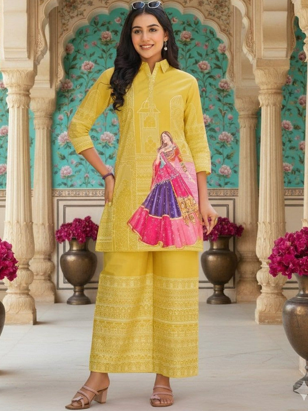 Women Ethnic Motifs Printed Regular Kurta with Palazzos - Amy's Cart