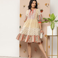 Women Beige & Red Printed Tiered Dress