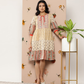 Women Beige & Red Printed Tiered Dress