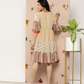 Women Beige & Red Printed Tiered Dress