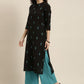 Women Black Printed Kurta with Palazzos